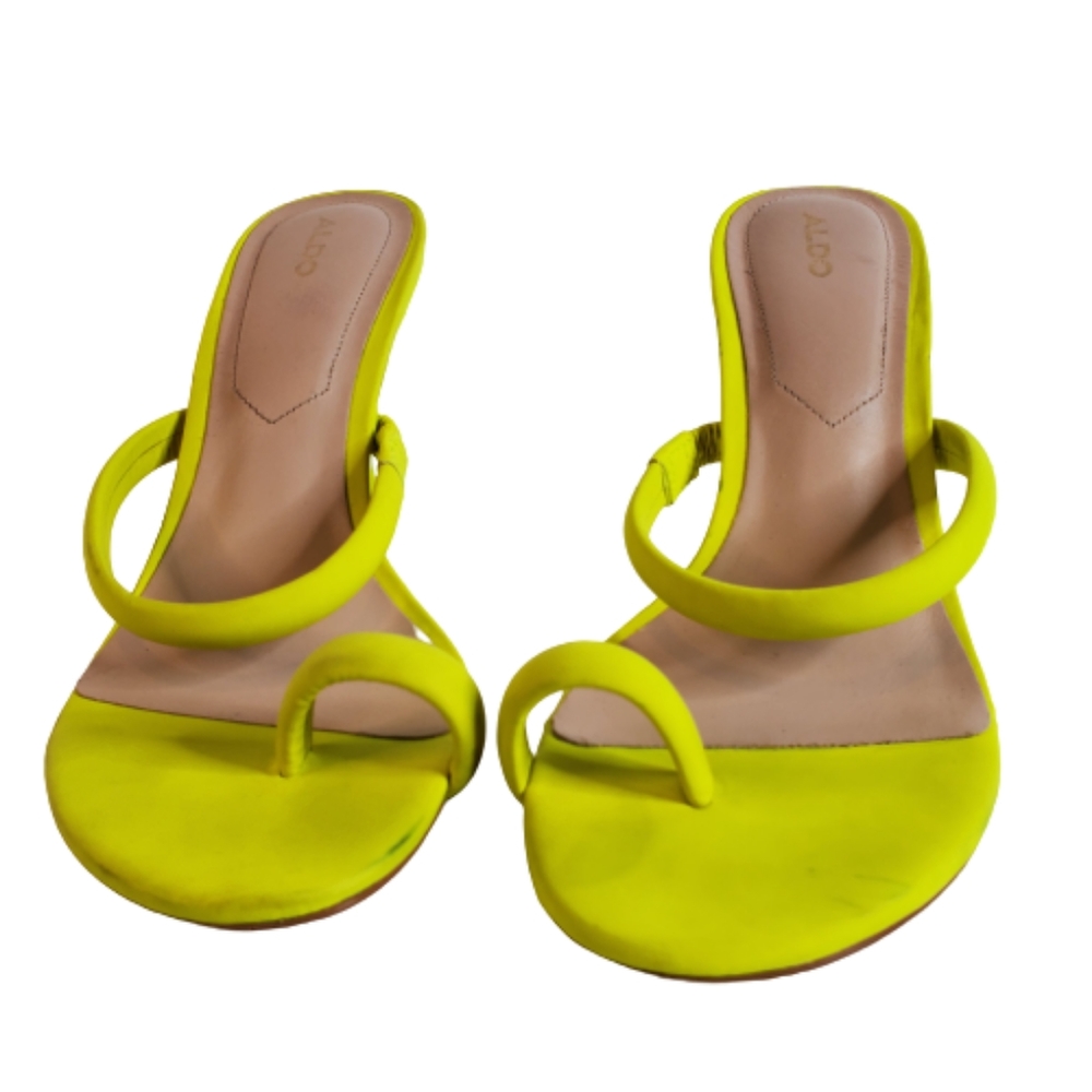 Aldo Bright Yellow Toe Ring Sandal Heels